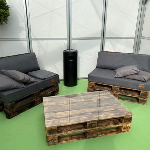 Palettenloungetisch inkl. Acrylplatte geflammt, 120cm x 80cm