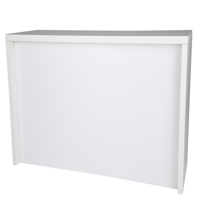 Brückenstehtisch weiß, 200x70 cm mit Verblendung