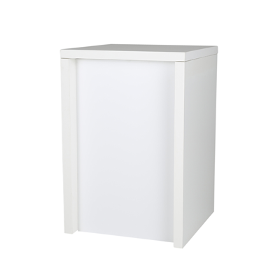 Brückenstehtisch weiß, 70x70cm mit Verblendung