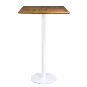 Stehtisch "Edition white" Teakholz, 70cm x 70cm