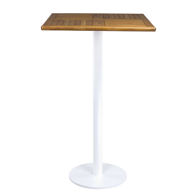 Stehtisch "Edition white" Teakholz, eckig 70x70 cm
