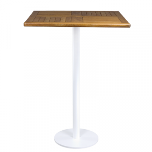 Stehtisch "Edition white" Teakholz, 80cm x 80cm
