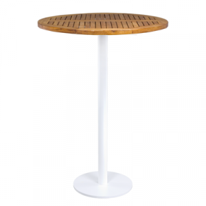 Stehtisch "Edition white" Teakholz, 80cmØ